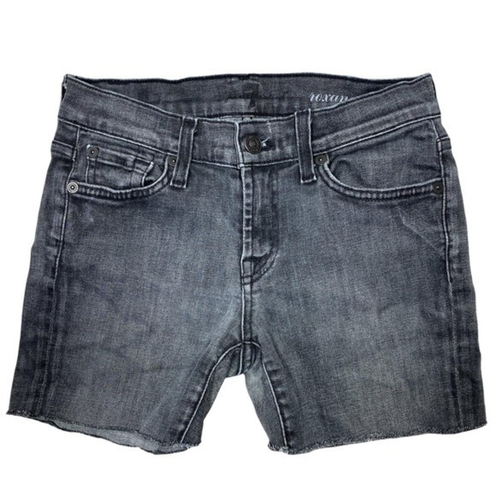 7 For All Mankind Y2K Jean Shorts 25" Black/Gray Cutoff Low-Rise Bling USA 7FAM
